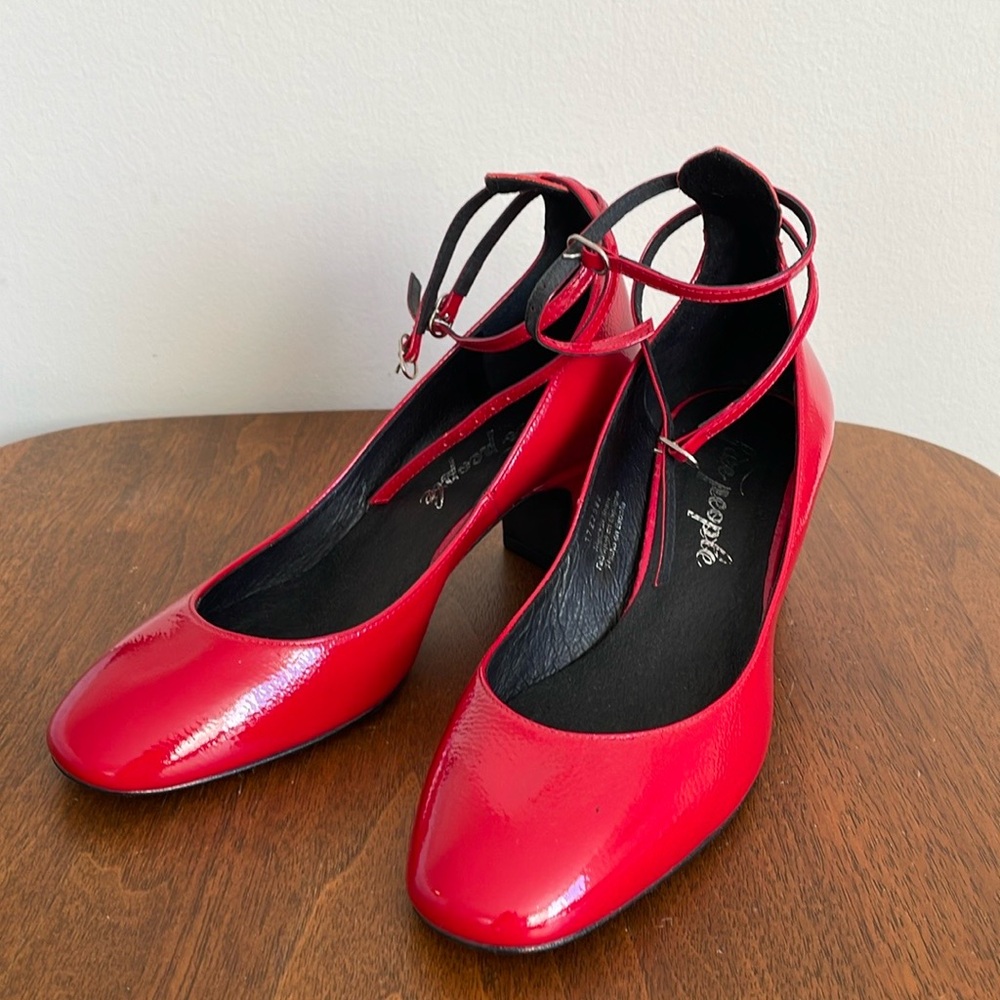 Red patent leather block heels - women’s size 38 (7.5) NWOT